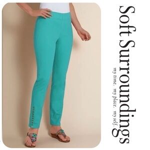 SOFT SURROUNDINGS Pants Women’s PS Teal Metro Colorful Ankle Stretch LIKE NEW